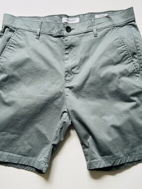 Kenneth Cole "Today is your Day" Stretch Chino Shorts Size 34 Slim Olive Grey